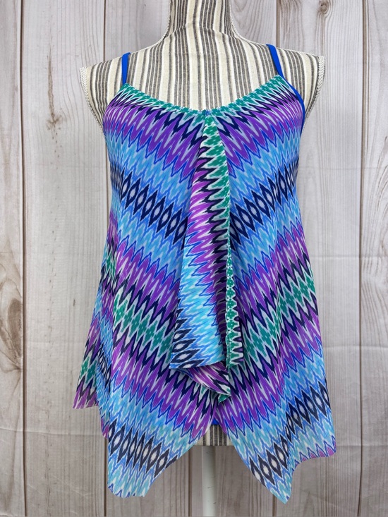 Beach House Other - Beach House Flyaway Mesh Swim Tankini Top Razorback Lined Flowy Chevron Size 6